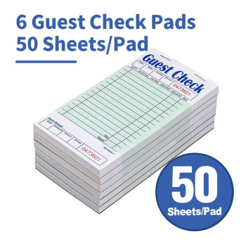 Guest Checks Server Note Pads 300 Sheets With Carbonless Copy Paper For Restaurants 6 Books 35 X 675 Per Ticket Book