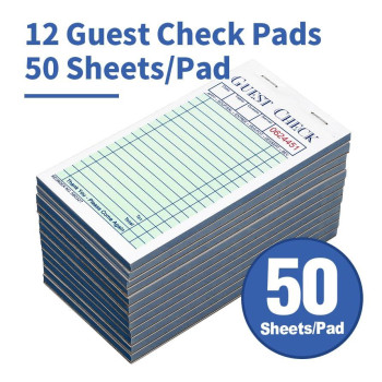 Guest Checks Server Note Pads 600 Sheets With Carbonless 600 Copy Sheets For Restaurants 12 Books 35 X 675 Per Ticket Bo