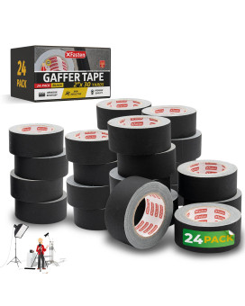 Xfasten Black Gaffers Tape 2 Inch X 30 Yards 24Pack 2160Ft Residuefree Matte Black Gaffer Tape 2 Inch Nonreflective Easyt