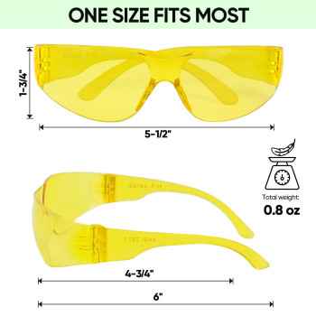 Ticonn 24 Clear Safety Glasses For Men Safety Goggles With Scratch Impact Resistant Meets Ansi Z871 Standard Yellow 24 Pack