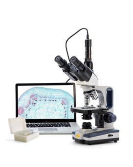 Swift 40X2500X Trinocular Compound Lab Microscope With 3Mp Camera And Slides Mechanical Stage Abbe Condenser