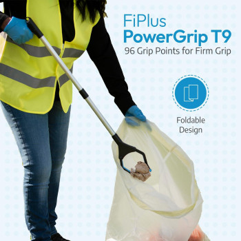 Fitplus Powergrip T9 Grabber Reacher Tool Wide Jaw Foldable Steel Cable With 96 Grip Points For Firm Grip 32 With Magnet