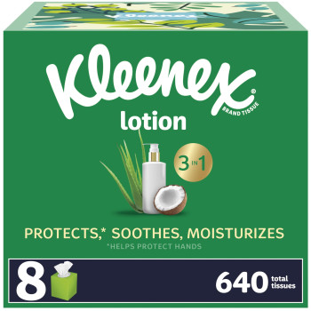 Kleenex Lotion Facial Tissues With Coconut Oil 8 Cube Boxes 80 Tissues Per Box 3Ply