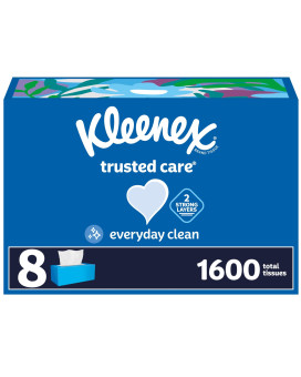 Kleenex Trusted Care Facial Tissues 8 Flat Boxes 200 Tissues Per Box 2Ply Packaging May Vary