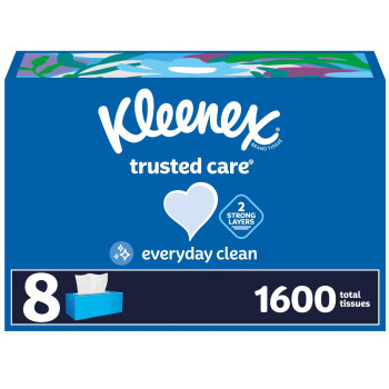 Kleenex Trusted Care Facial Tissues 8 Flat Boxes 200 Tissues Per Box 2Ply Packaging May Vary