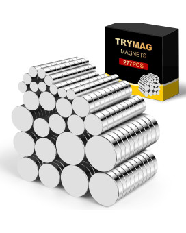 Trymag 277Pcs Small Magnets 7 Different Sizes Small Strong Magnets Multiuse Rare Earth Magnets Neodymium Disc Magnets Heavy D