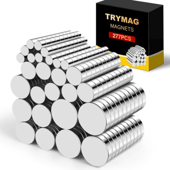 Trymag 277Pcs Small Magnets 7 Different Sizes Small Strong Magnets Multiuse Rare Earth Magnets Neodymium Disc Magnets Heavy D