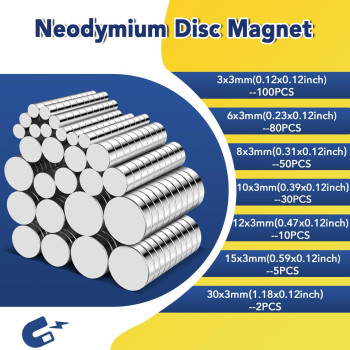 Trymag 277Pcs Small Magnets 7 Different Sizes Small Strong Magnets Multiuse Rare Earth Magnets Neodymium Disc Magnets Heavy D