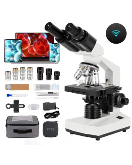 Fuleniao Binocular Compound Microscope 40X5000X Magnification Wideangle Eyepiece Wf10X Wf25X Led Light Source Xy Axis Doub