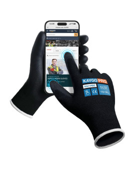 Kaygo Safety Work Gloves Pu Coated For Men And Women Kg11Pb 60 Pairs Seamless Knit Glove With Two Fingers Touchscreen Ideal For