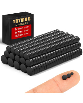 Trymag Black Small Magnets 400Pcs Rare Earth Magnets 3 Different Size Tiny Mini Magnets For Crafts Small Round Fridge Magnets