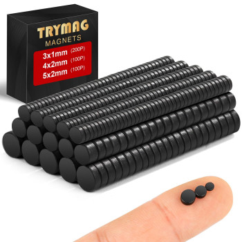 Trymag Black Small Magnets 400Pcs Rare Earth Magnets 3 Different Size Tiny Mini Magnets For Crafts Small Round Fridge Magnets