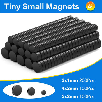 Trymag Black Small Magnets 400Pcs Rare Earth Magnets 3 Different Size Tiny Mini Magnets For Crafts Small Round Fridge Magnets