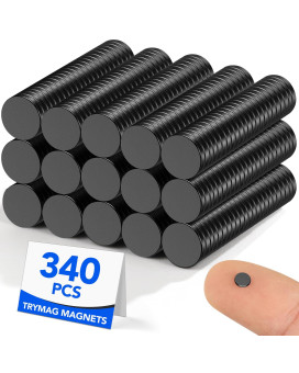 Trymag Small Magnets 340Pcs 4X1Mm Black Strong Neodymium Magnets Round Refrigerator Magnets Tiny Rare Earth Magnets Mini Magnet