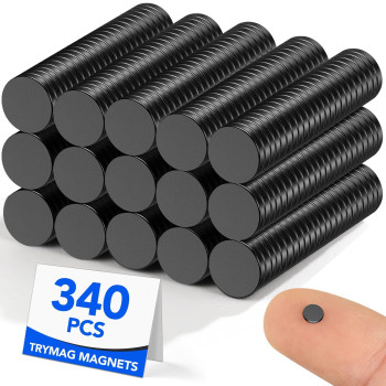 Trymag Small Magnets 340Pcs 4X1Mm Black Strong Neodymium Magnets Round Refrigerator Magnets Tiny Rare Earth Magnets Mini Magnet