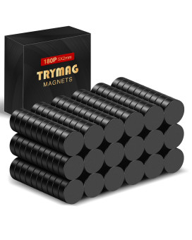 Trymag Small Refrigerator Magnets 180Pcs Rare Earth Magnets 5X2Mm Black Small Strong Neodymium Magnets Tiny Rare Earth Magnets