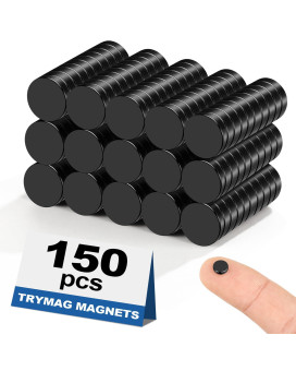 Trymag Small Magnets Black 150Pcs 6X2Mm Neodymium Magnets Tiny Strong Small Round Magnets Rare Earth Magnets For Whiteboard S