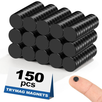 Trymag Small Magnets Black 150Pcs 6X2Mm Neodymium Magnets Tiny Strong Small Round Magnets Rare Earth Magnets For Whiteboard S