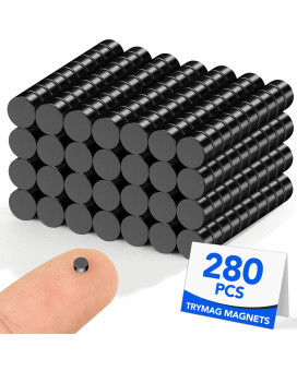 Trymag Small Magnets 280Pcs 3X2Mm Black Small Strong Neodymium Magnets Small Round Refrigerator Magnets Tiny Rare Earth Magnets