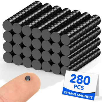 Trymag Small Magnets 280Pcs 3X2Mm Black Small Strong Neodymium Magnets Small Round Refrigerator Magnets Tiny Rare Earth Magnets