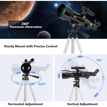 Hsl Telescope 70Mm Aperture 400Mm Az Mount Astronomical Refracting Telescope For Kids Adults Portable Travel Telescope With T