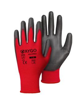 Kaygo Safety Work Gloves Pu Coated60 Pairs Seamless Knit Glove With Polyurethane Coated Smooth Grip On Palm Fingers For Men