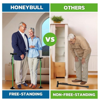 Honeybull Walking Cane For Men Women Foldable Adjustable Collapsible Free Standing Cane Pivot Tip Heavy Duty Walking