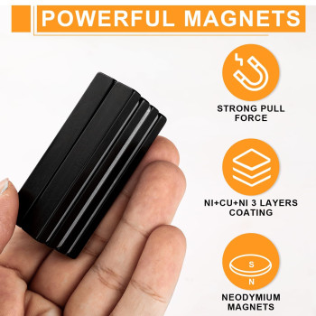 Mikede Black Magnets 30 Pack Strong Neodymium Magnets Bar Heavy Duty Rare Earth Magnets With Adhesive Backing Powerful Bar Ma