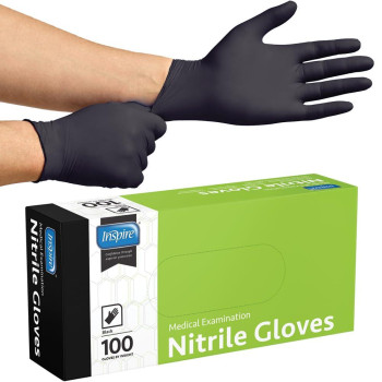 Inspire Black Nitrile Disposable Gloves Medical Food Household Cleaning Gloves Black Case Of 1000 Extra Large