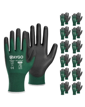 Kaygo Safety Work Gloves Pu Coated12 Pairs Kg11Pb Seamless Knit Glove With Polyurethane Coated Smooth Grip On Palmfingers F