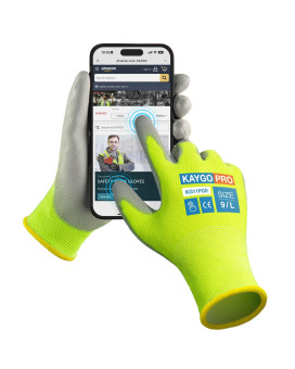 Kaygo Safety Work Gloves Pu Coated For Men And Women Kg11P 12 Pairs Seamless Knit Glove With Two Fingers Touchscreen Ideal For