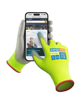 Kaygo Safety Work Gloves Pu Coated For Men And Women Kg11P 12 Pairs Seamless Knit Glove With Two Fingers Touchscreen Ideal For