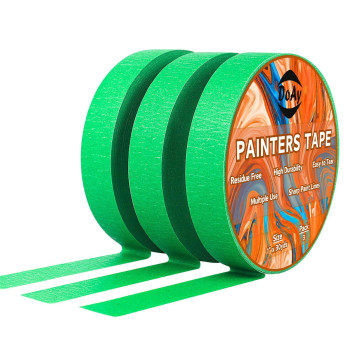 Doay 3 Pack Green Painters Tape Masking Tape 1 Inch Wide Multisurface Smart Adhesion Indoor Outdoor Use Paint Tape Fo