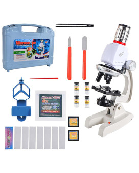 Little World Microscope For Kids 100X 1200X Kids Microscope Beginner Microscope Kit Led Light With Phone Stand Science Kits