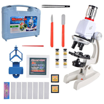 Little World Microscope For Kids 100X 1200X Kids Microscope Beginner Microscope Kit Led Light With Phone Stand Science Kits