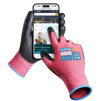 Kaygo Safety Work Gloves Pu Coated For Men And Women Kg11Pb 12 Pairs Seamless Knit Glove With Two Fingers Touchscreen Ideal For