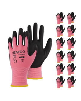 Kaygo Safety Work Gloves Pu Coated12 Pairs Seamless Knit Glove With Polyurethane Coated Smooth Grip On Palm Fingers For Men