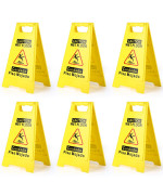 Wousedo 6Pack Caution Wet Floor Sign 175 Height Bright Yellow Doublesided Folding Ashaped Frame Design Bilingual Caution