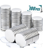 Magxcene 100 Pcs Strong Neodymium Disc Magnets With Doublesided Adhesive 126 Inch X 18 Inch Round Rare Earth Magnets For Off