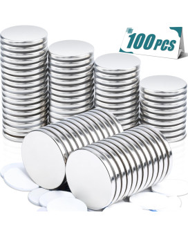 Magxcene 100 Pcs Strong Neodymium Disc Magnets With Doublesided Adhesive 126 Inch X 18 Inch Round Rare Earth Magnets For Off