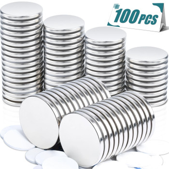 Magxcene 100 Pcs Strong Neodymium Disc Magnets With Doublesided Adhesive 126 Inch X 18 Inch Round Rare Earth Magnets For Off