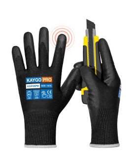 Kaygo Cut Resistant Gloves Pu Coated 12 Pairs Safety Work Gloves With Full Fingers Touchscreen Ansi Cut Level A2 For Men And