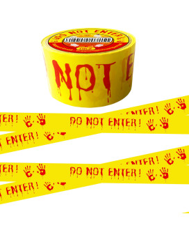 Hkz Halloween Decorations Outdoor Caution Tape Do Not Enter Yellow Scary Caution Tape Roll With 2 In X 82 Feet For Indoor Barr