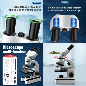 Microscope401600X Magnification Biological Educational Microscope For Students With Phone Clip Biological Specimen And Fill Li