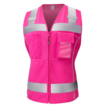 Kaygo High Visibility Women Safety Vest 8 Pockets Reflective Vest With Adjustable Waist Line Slim Fit Ansi Compliant Kg0118 Sm