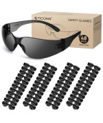 Ticonn 48 Safety Glasses For Men Safety Goggles With Scratch Impact Resistant Meets Ansi Z871 Standard Charcoal 48 Pack