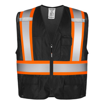 Kaygo High Visibility Safety Vests Kg0100 Reflective Vest With Pockets And Zipperblack New Model 2Xl