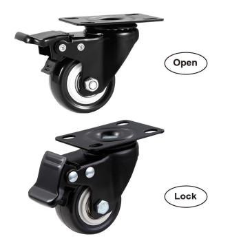 2 Caster Wheels Set Of 32 Heavy Duty Casters With Brake No Noise Locking Casters With Polyurethane Pu Wheels Swivel Plate