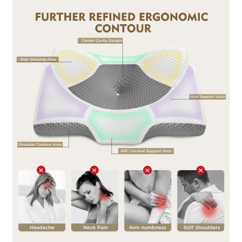 Osteo Cervical Pillow For Neck Pain Relief Hollow Design Odorless Memory Foam Pillows With Cooling Case Adjustable Orthopedic