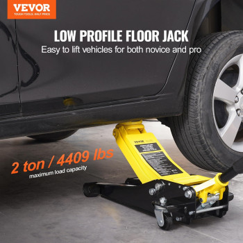 Vevor Low Profile Floor Jack 2 Ton 4400 Lbs Heavy Duty Iron Hydraulic Racing Floor Jack Hydraulic Car Jack Dual Piston Quic